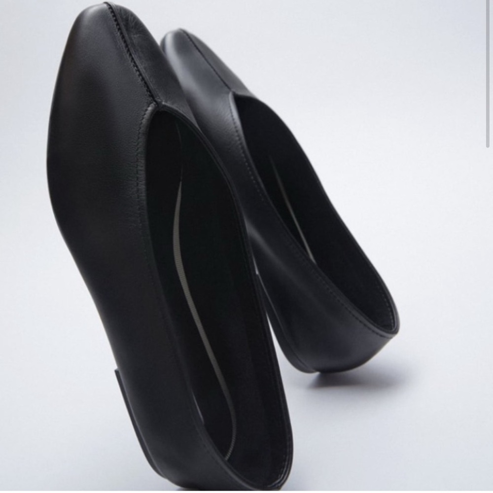 Zara Black Leather Flats